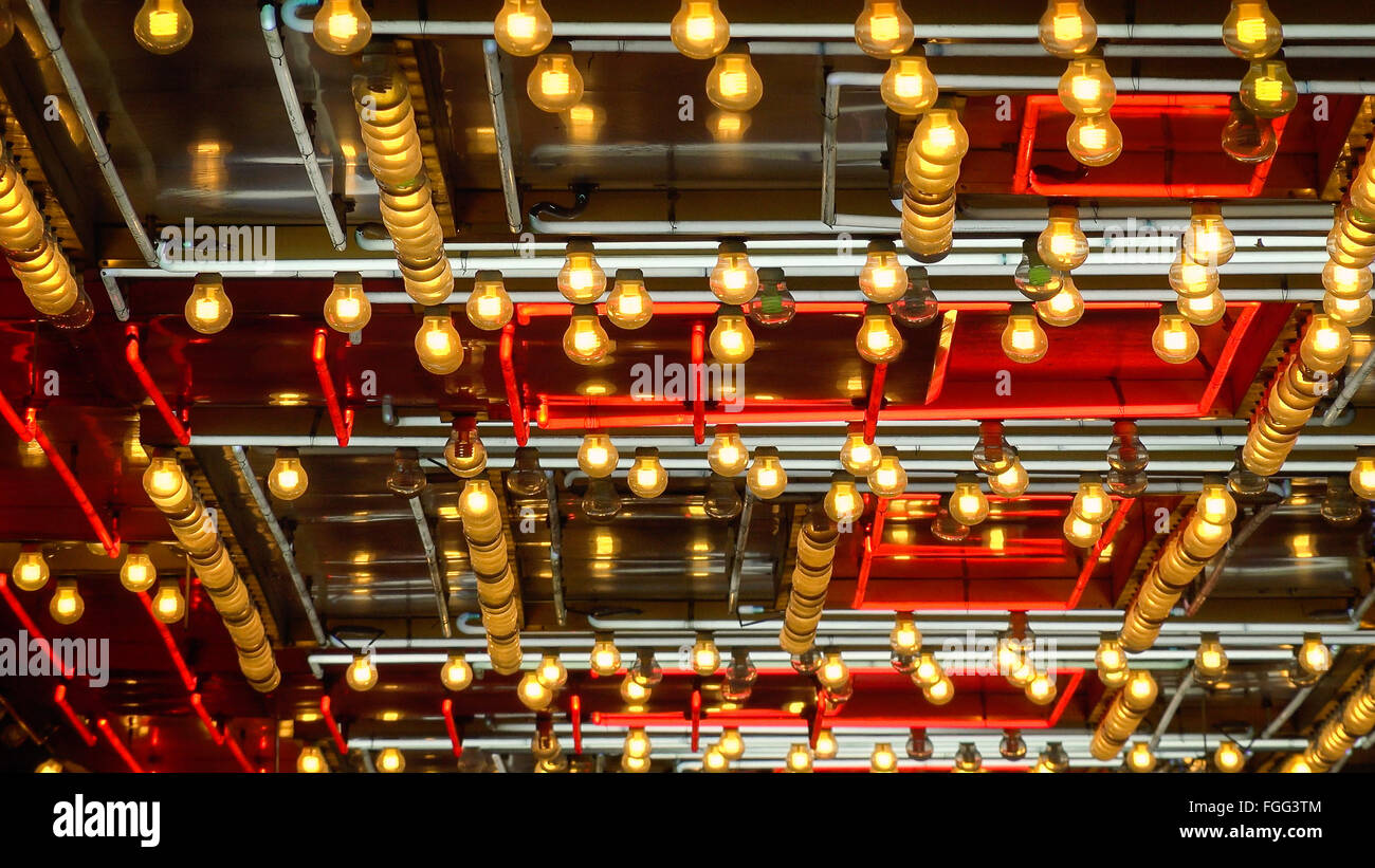 Un full frame shot de néons et ampoules clignotant à Las Vegas Banque D'Images