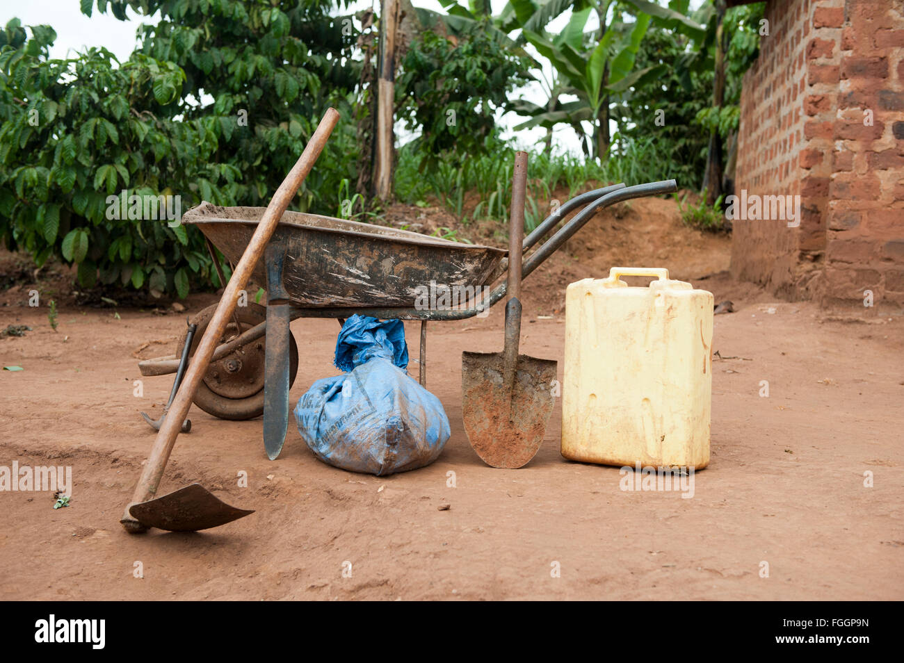 Outils de base pour l'agriculture en Ouganda. Banque D'Images