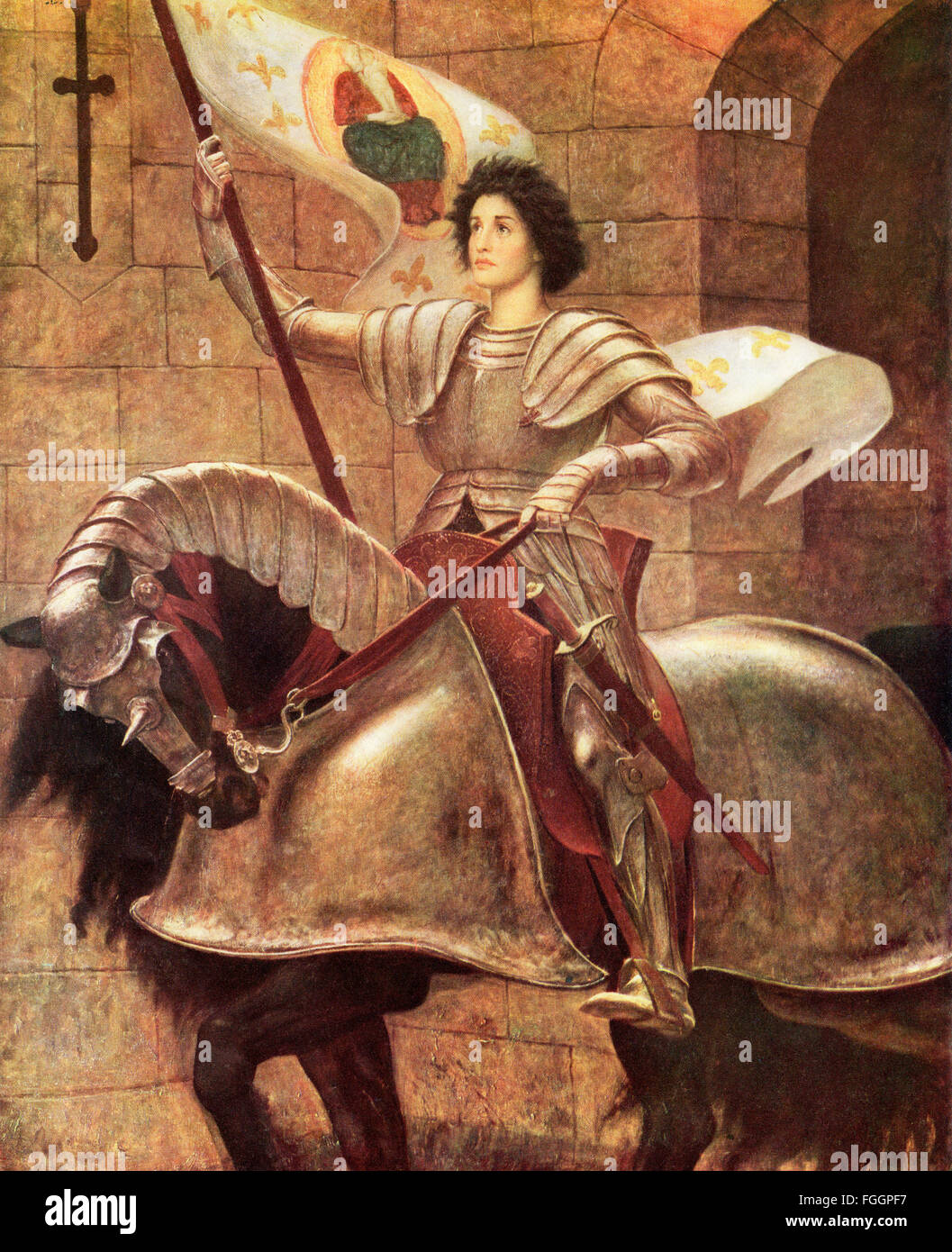 Jeanne d'Arc, 1412 - 1431, alias Jeanne d'Arc, la Pucelle d'Orléans ou Jeanne la Pucelle. L'héroïne française. Après la peinture de W. B. Richmond. Banque D'Images Jeanne d'Arc, 1412 - 1431, alias Jeanne d'Arc, la Pucelle d'Orléans ou Jeanne la Pucelle. L'héroïne française. Après la peinture de W. B. Richmond. Banque D'Images