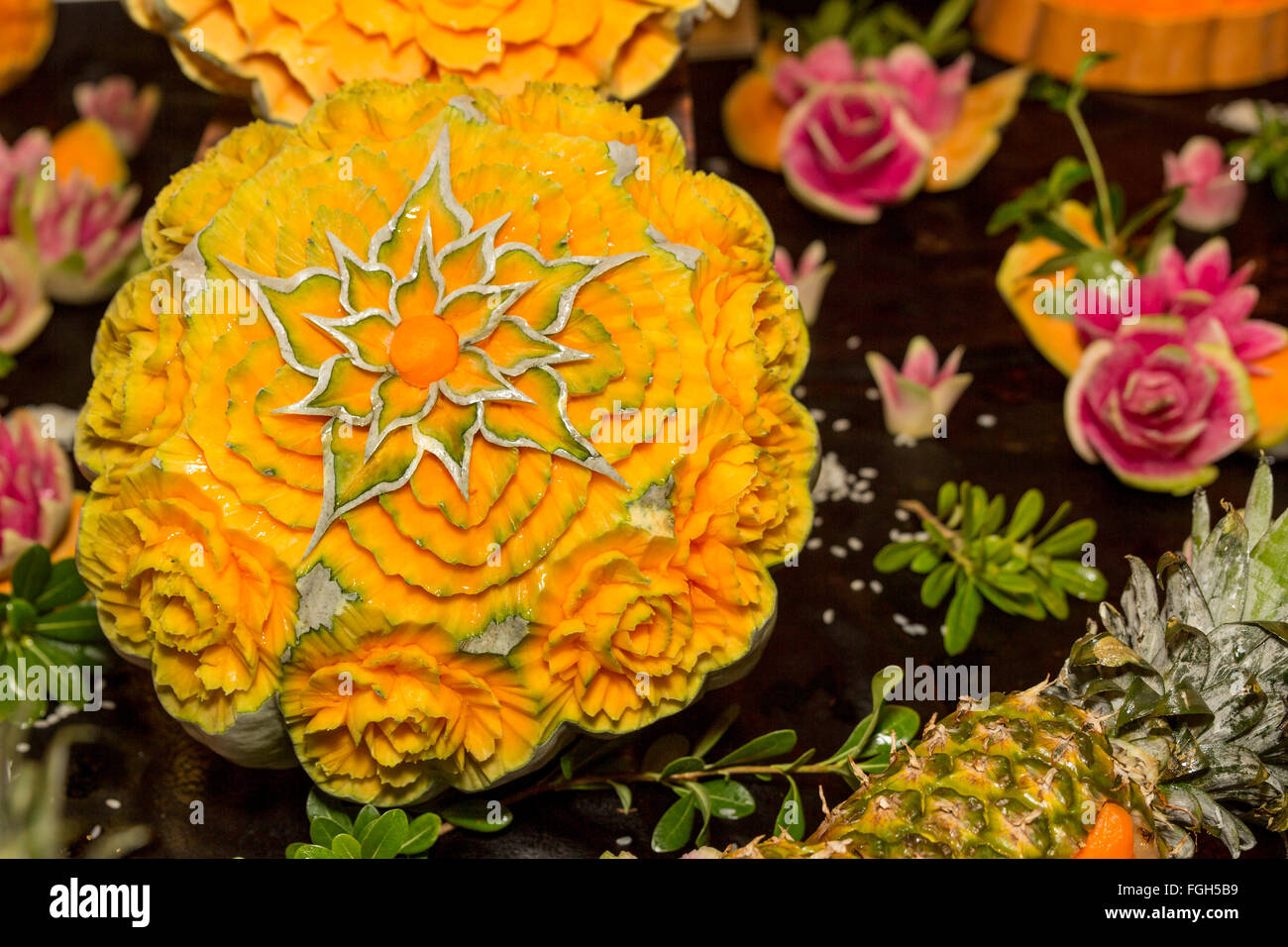 La sculpture de citrouille art alimentaire Banque D'Images