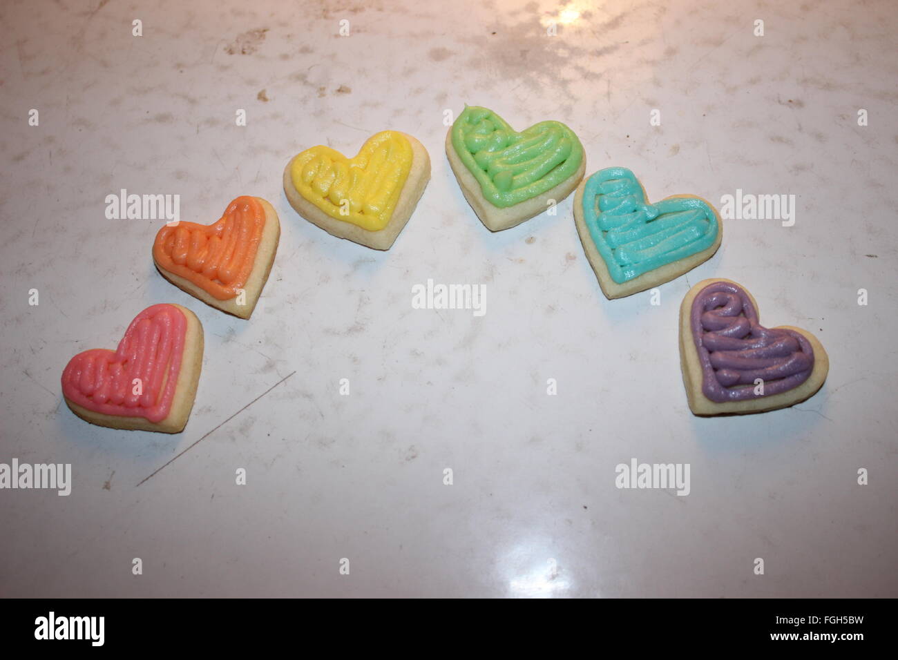Coeur Rainbow Cookies Banque D'Images