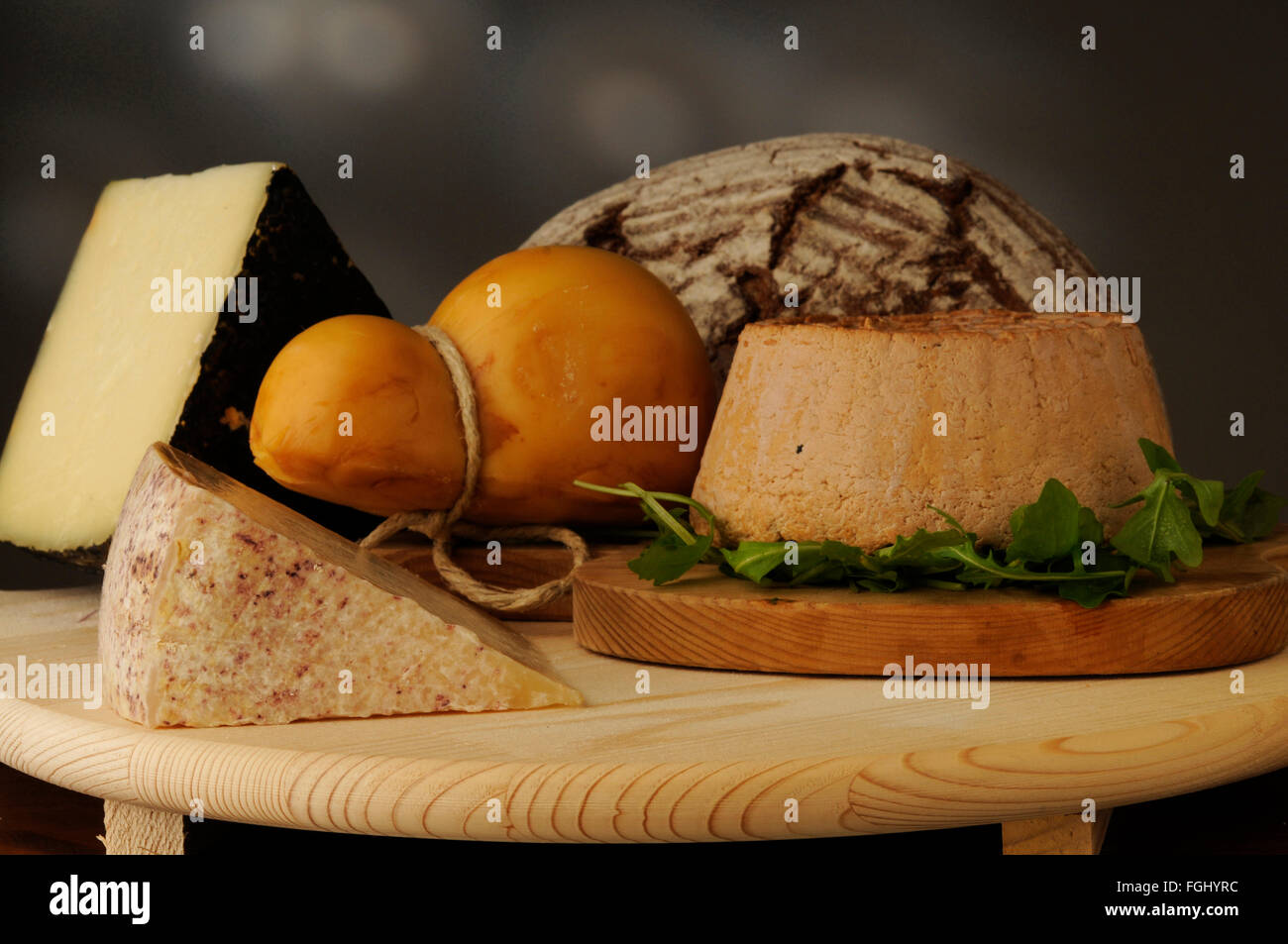 Différents types de pain et fromage blanc Italien Toscan Banque D'Images