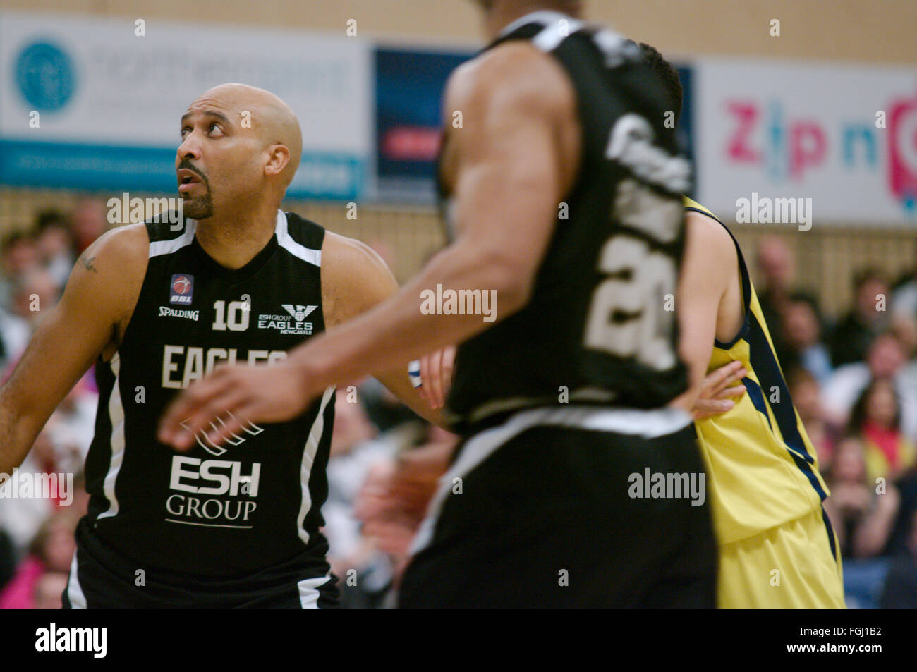 Newcastle sur Tyne, Royaume-Uni, le 19 février 2016, Charles Smith, numéro 10, de Newcastle blanche jouant contre Sheffield requins dans la British Basketball League à Central Sport, Newcastle upon Tyne. Crédit : Colin Edwards / Alamy Live News Banque D'Images