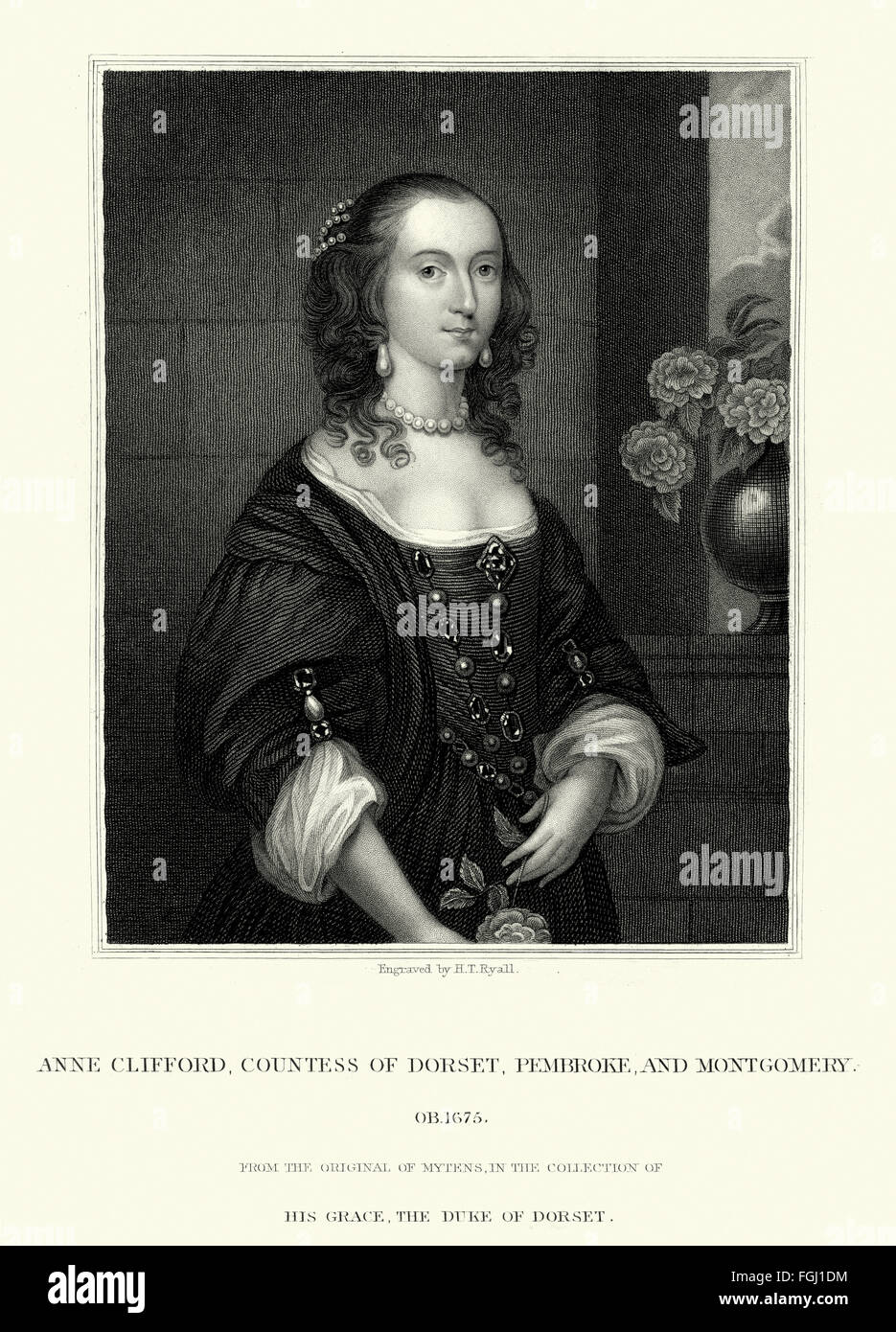 Portrait de Lady Anne Clifford, 14e la baronne de Clifford un anglais peeress. En 1605, elle a hérité d'une ancienne baronnie du père Banque D'Images