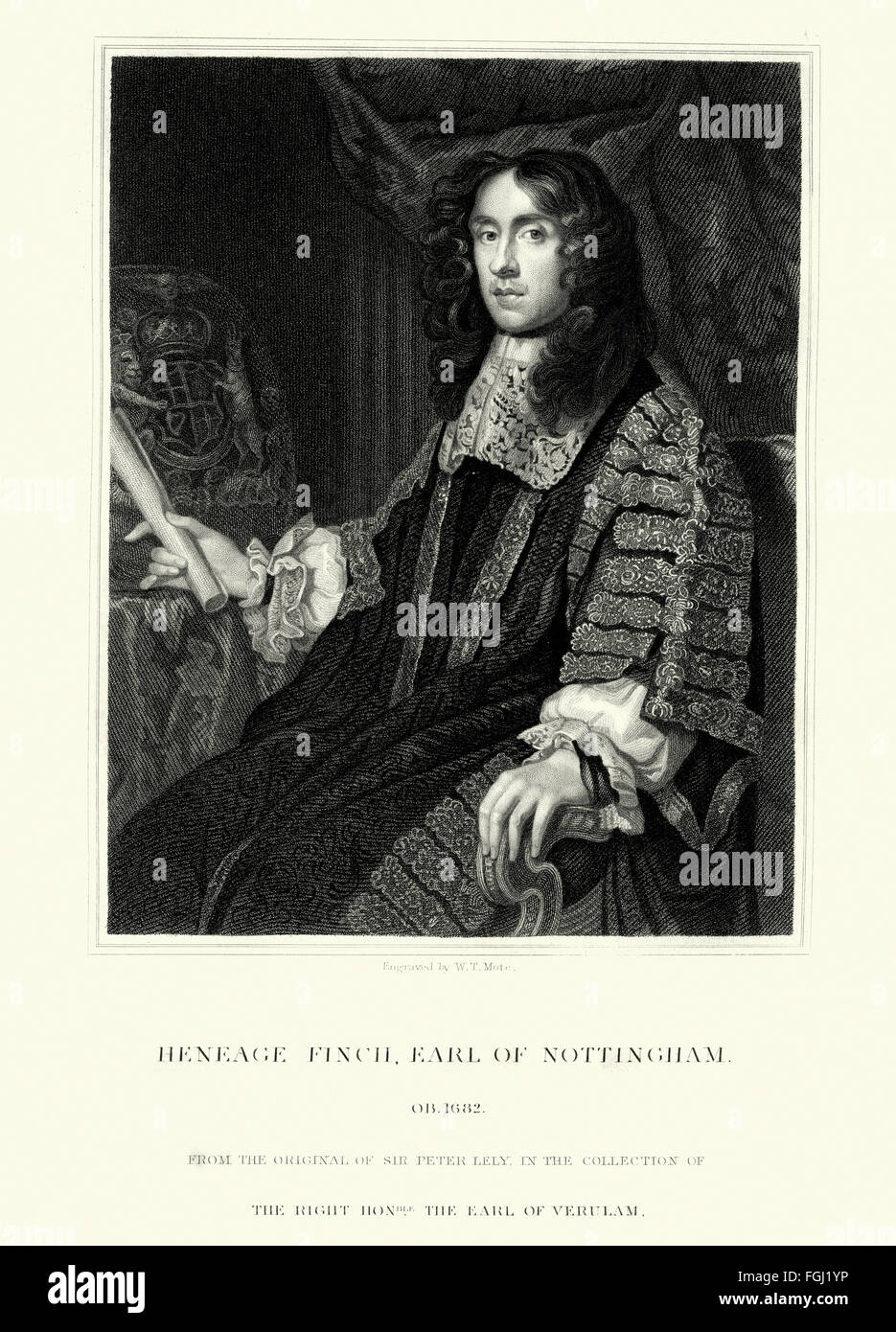 Portrait de Heneage Finch, 1er comte de Nottingham 1621 à 1682, Lord Chancelier d'Angleterre Banque D'Images