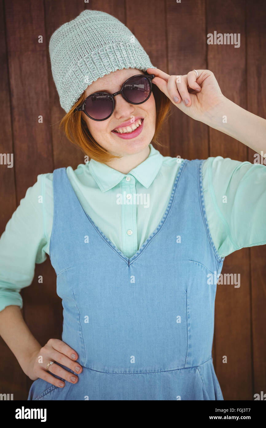 Red haired hipster posing Banque D'Images