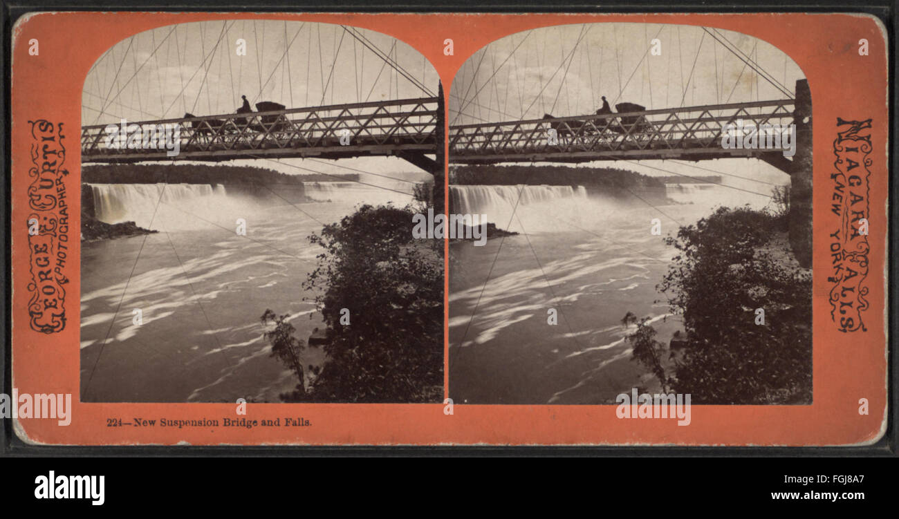 Nouvelle suspension bridge et chutes, par Curtis, George E., d. 1910 Banque D'Images