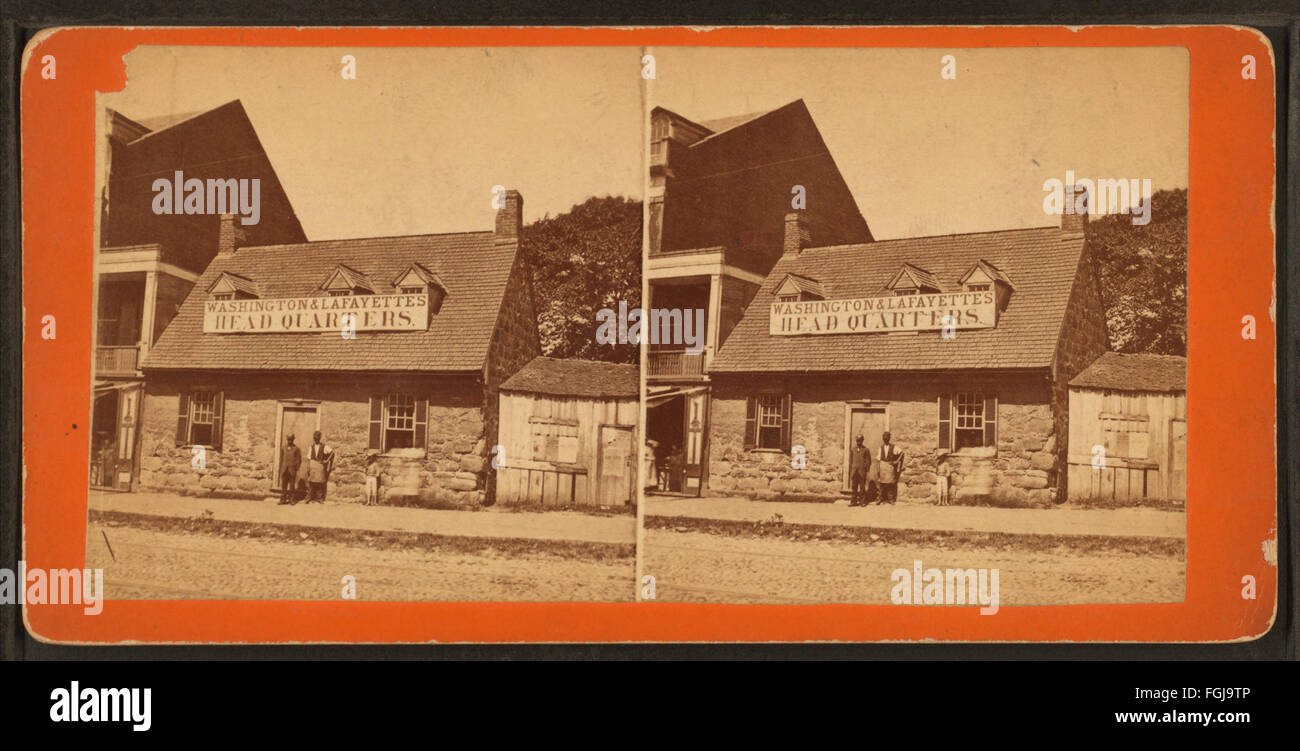 Une photographie de la Old Stone House, historiquement connue comme le siège de George Washington et Lafayette. Capturée à la fin du XIXe siècle, cette image met en valeur la structure en pierre du bâtiment historique. Banque D'Images