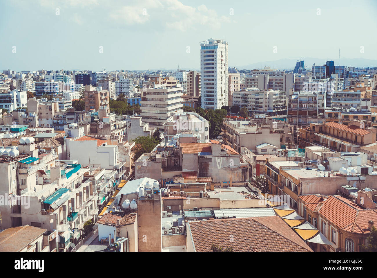 High angle view à Nicosia city. Chypre. Tonique/photo filtrée. Banque D'Images