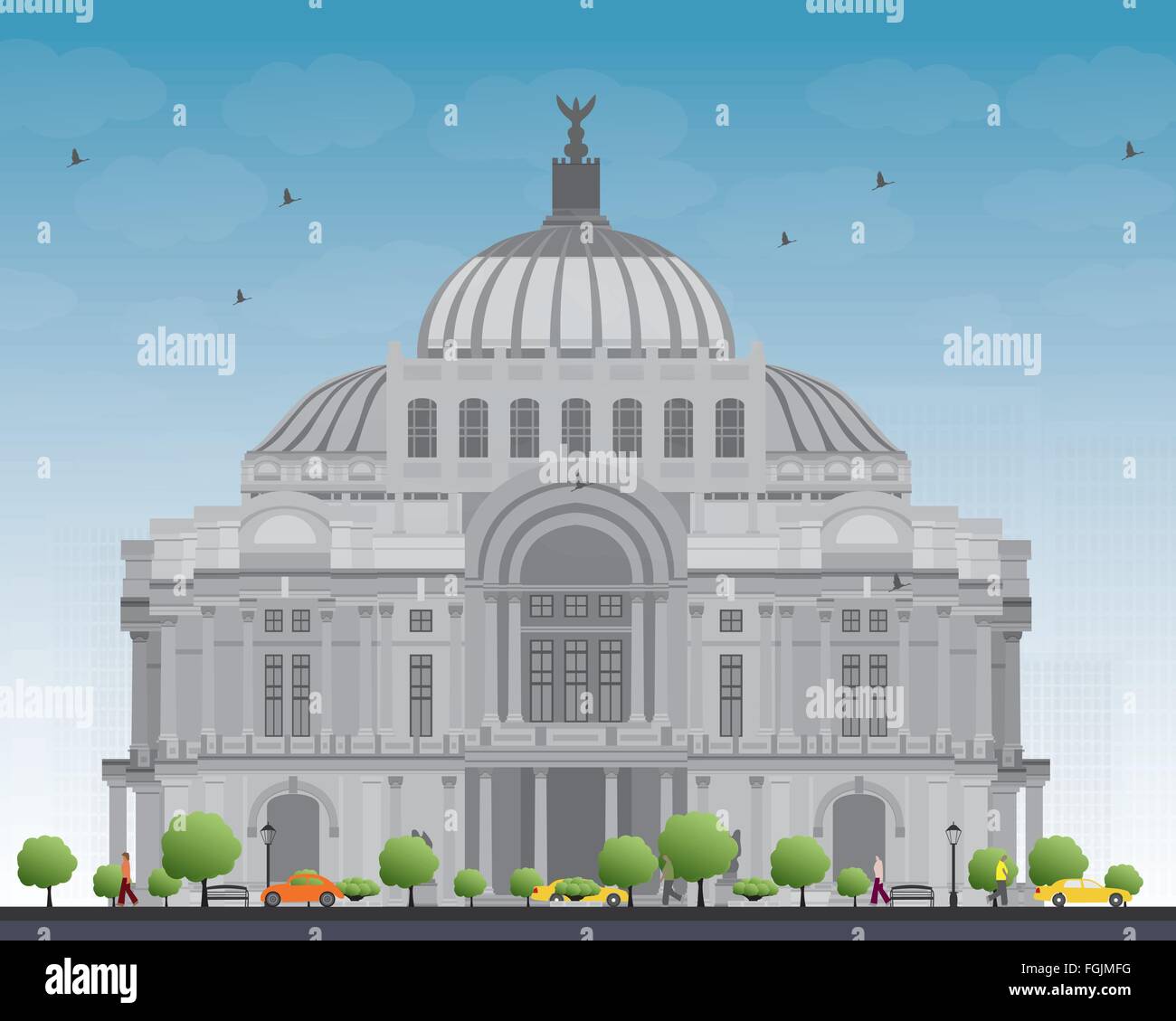 Le Palais des Beaux-arts/Palacio de Bellas Artes de Mexico, Mexique. Vector illustration. Les voyages d'affaires et tourisme Concept Illustration de Vecteur