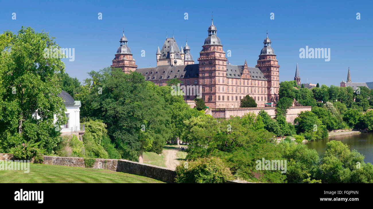 Schloss Johannisburg Castle, rivière principale, Aschaffenburg, Bavière, en Basse-franconie, Franconia, Allemagne Banque D'Images