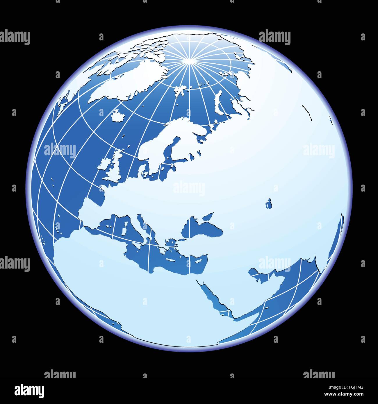 Vector globe bleu. L'Eurasie. Illustration de Vecteur