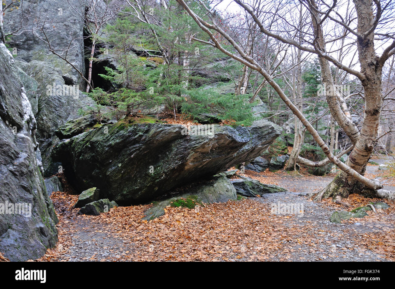 Smugglers' Notch rocks, Vermont, Etats-Unis Banque D'Images