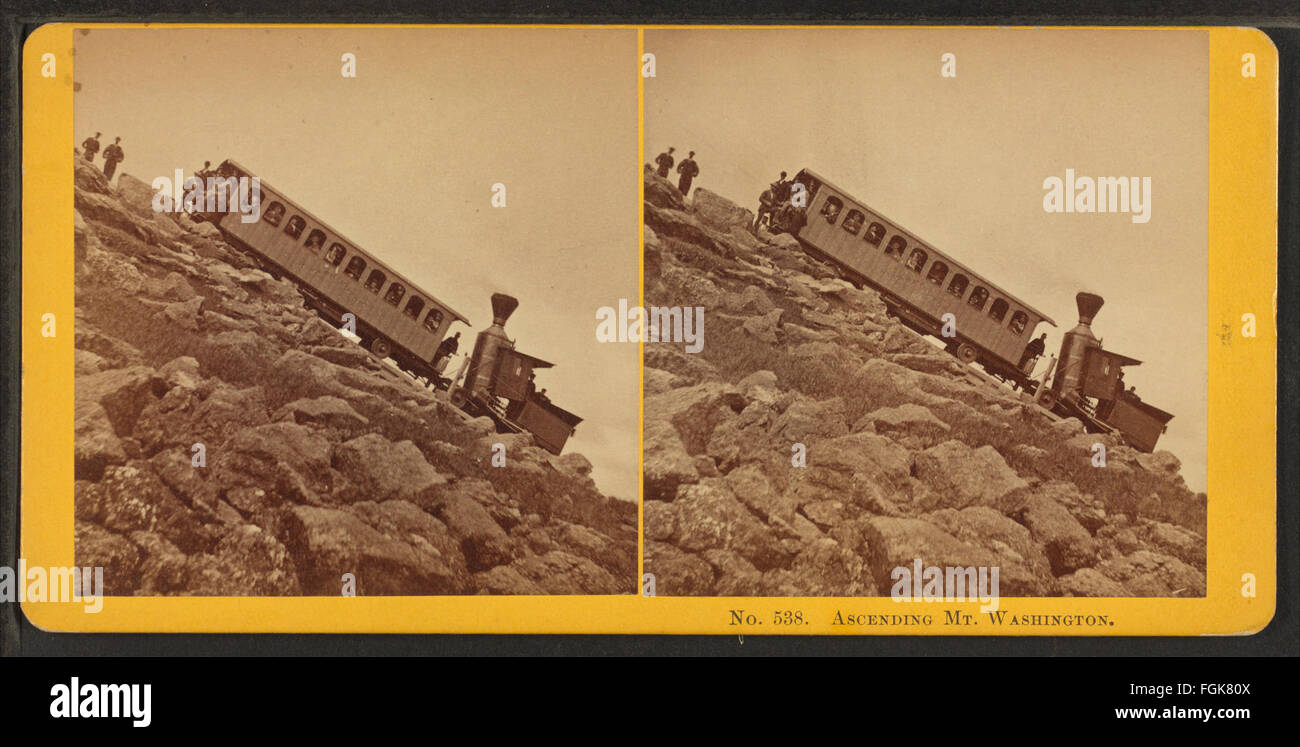 Une photographie historique prise par les frères Kilburn, montrant l'ascension du mont. Washington. Cette image vintage capture le voyage vers le sommet de l'une des montagnes les plus emblématiques du nord-est des États-Unis. Banque D'Images