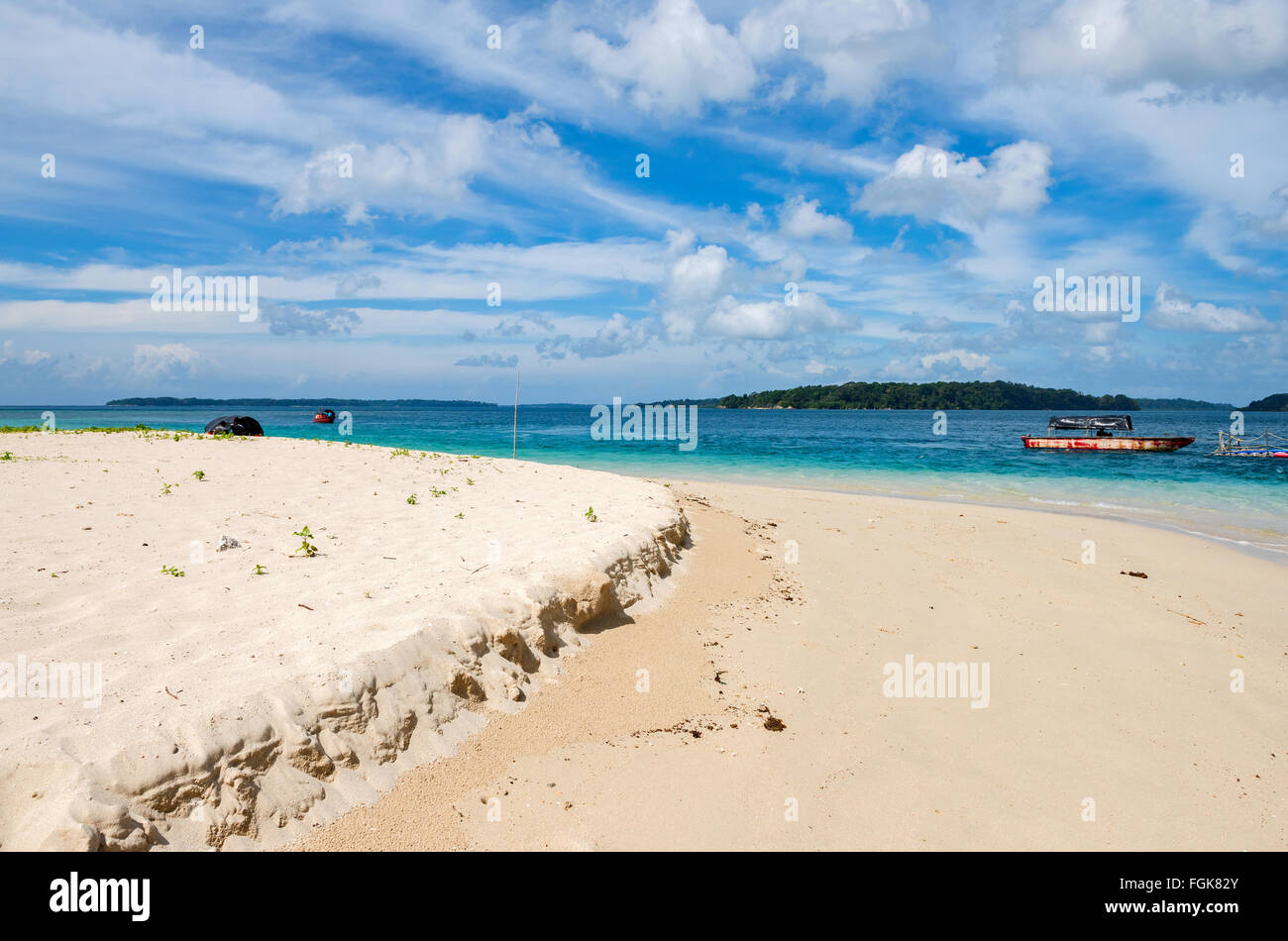 Scène en mer plage de Joly Bouy Island, Mahatama Gandhi Parc national maritime, Port Blair, Andaman, Inde Banque D'Images