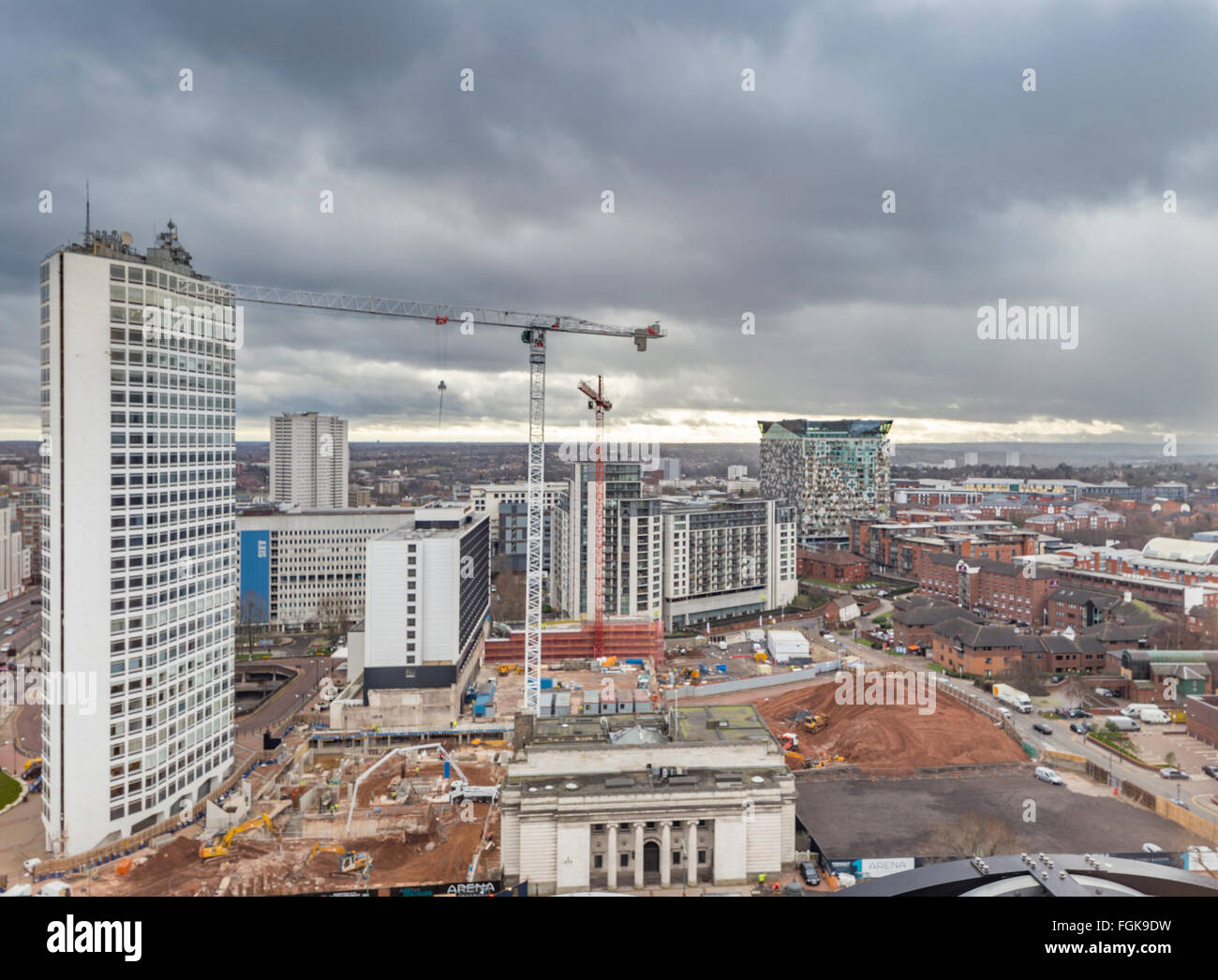 Janvier 2016 la ville de Birmingham montrant les principaux développements qui ont lieu autour du centre-ville, England, UK Banque D'Images