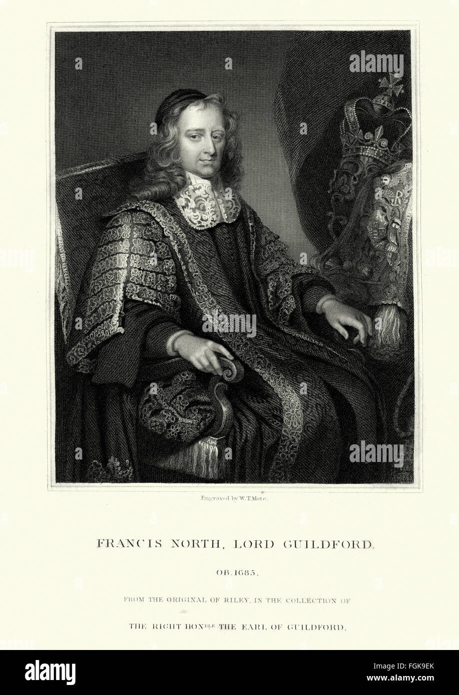 Portrait de Francis Nord, 1er baron Guilford 1637 à 1685 un éminent avocat, avocat général (1671), Procureur Général (1673), Banque D'Images