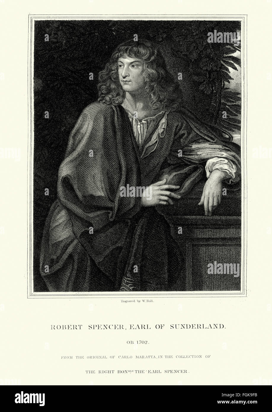 Portrait de Robert Spencer, 2e comte de Sunderland. Un homme d'État capable et doué, son humeur caustique et sa réputation comme une ruthles Banque D'Images