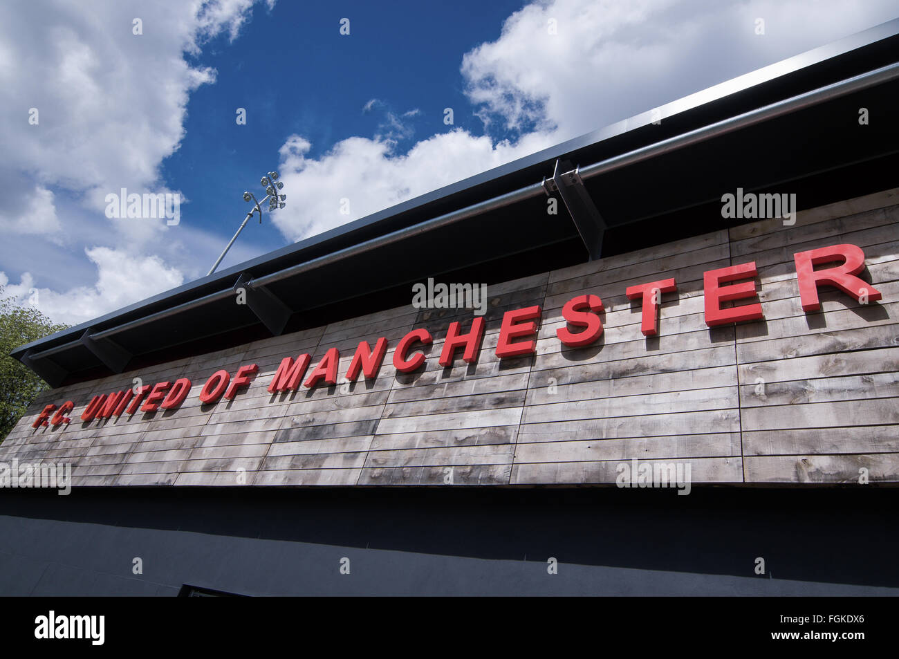 Broadhurst Park, FC United of Manchester's ground en développement. Moston est fréquemment desservie par L'affichage principal. Banque D'Images