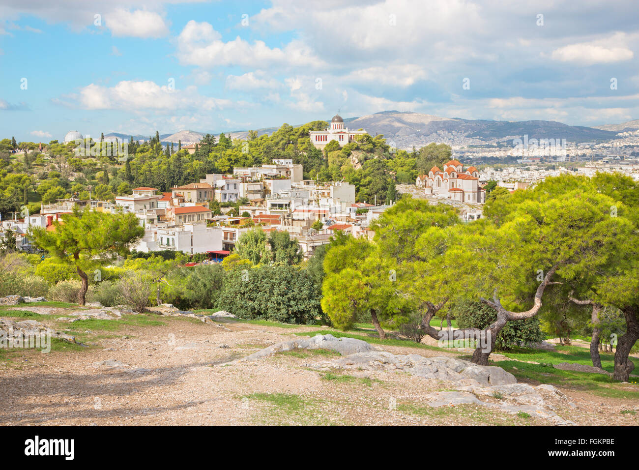 Athènes, Grèce - Octobre 8, 2015 : Perspectives de l'acropole d'aréopage hill. Banque D'Images