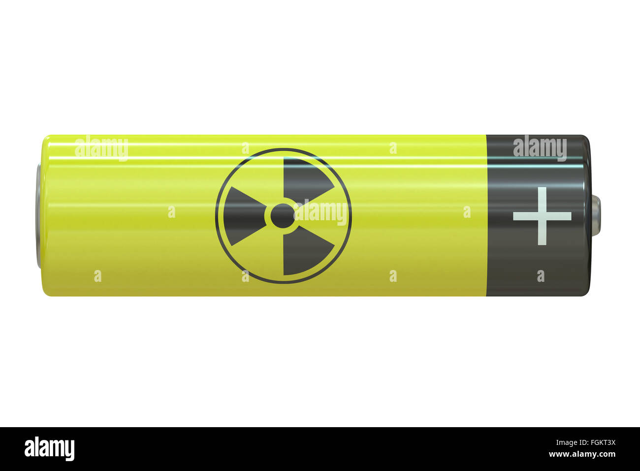 La batterie de l'énergie nucléaire isolé sur fond blanc Banque D'Images