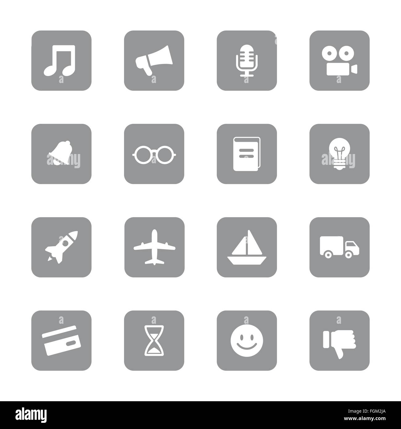 EPS10] [web icon set 5 gris sur rectangle arrondi pour le web design, l'interface utilisateur (IU), l'infographie et de l'application mobile (apps) Illustration de Vecteur