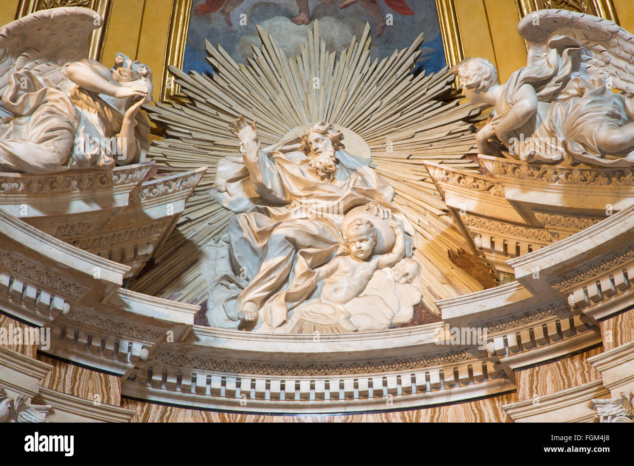 ROME, ITALIE - 26 mars 2015 : La sculpture de marbre de Dieu le Père, par Melchiorre Caffa (1635 - 1667) Banque D'Images