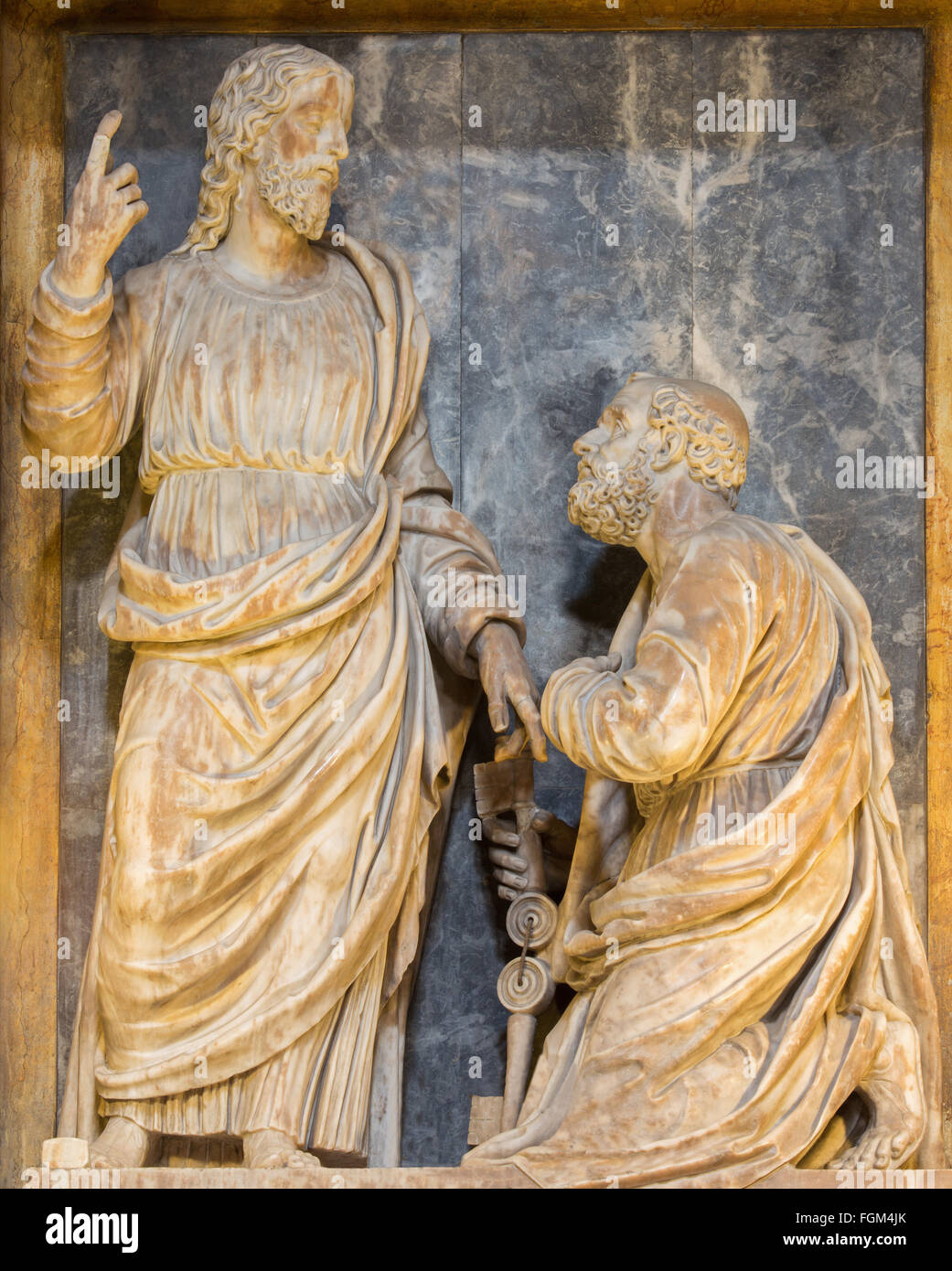 ROME, ITALIE - 27 mars 2015 : Le Jésus confiant les clefs à Pierre, par G. Battista Cassignola (1569). Banque D'Images ROME, ITALIE - 27 mars 2015 : Le Jésus confiant les clefs à Pierre, par G. Battista Cassignola (1569). Banque D'Images