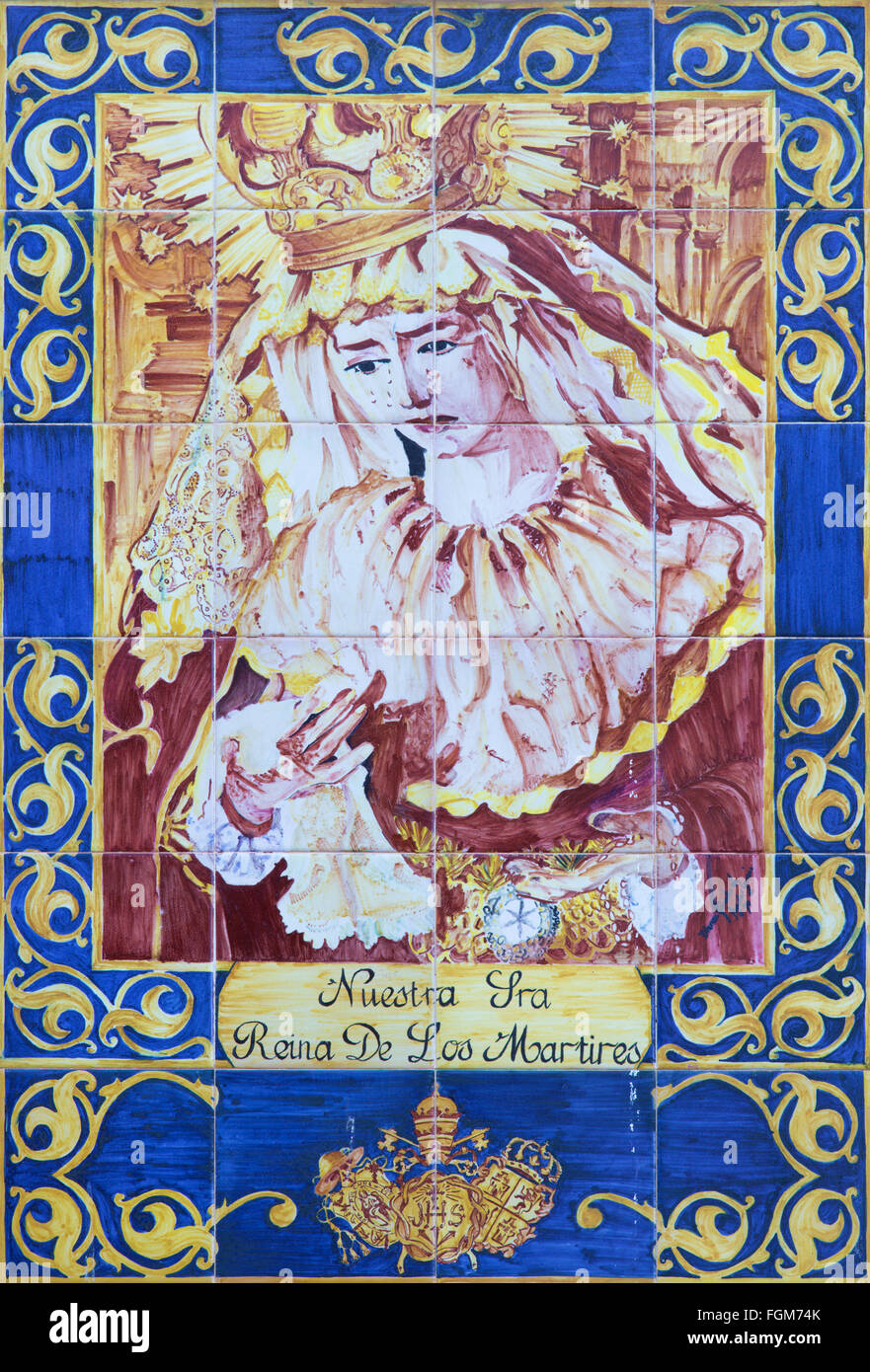 Cordoue, Espagne - 26 MAI 2015 : le sol en céramique, s'écria Madonna, par artiste Blanca Augilar Garcia d'année 1994. Banque D'Images