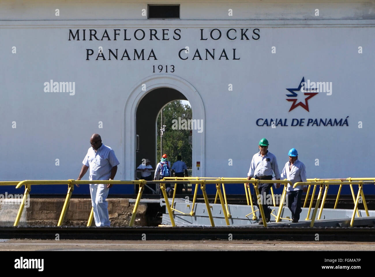 Panama les anciennes écluses de Miraflores Banque D'Images