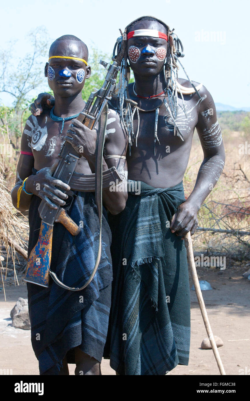 Le sud de l'Ethiopia-Omo Valley-Mursi Tribe Banque D'Images