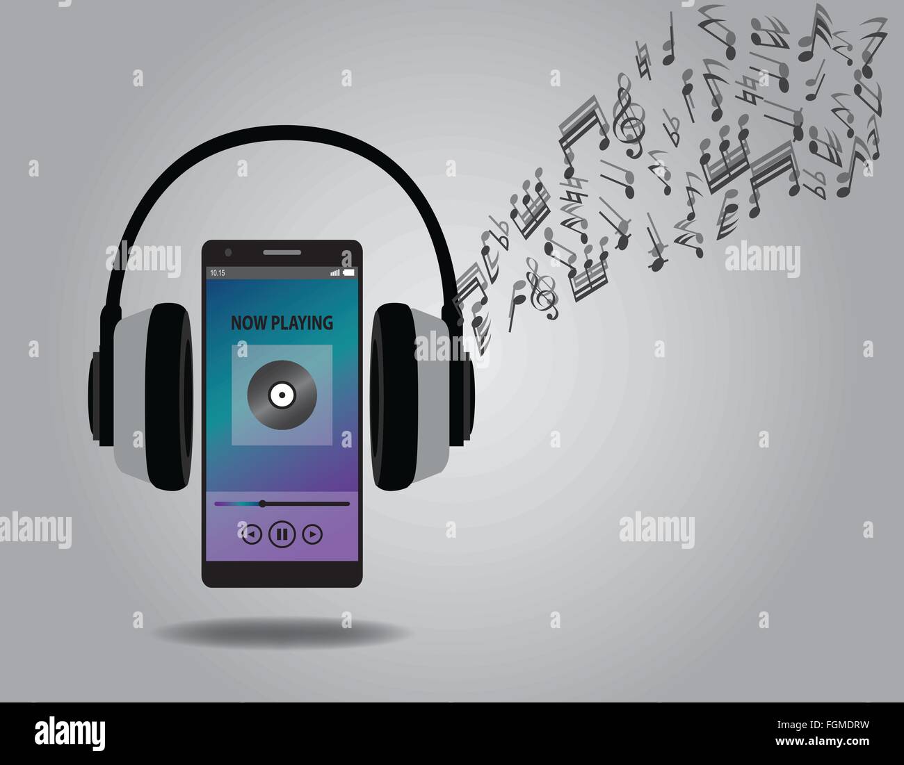 L'écoute de la musique avec casque et smartphone téléphone portable chanson  melody Image Vectorielle Stock - Alamy