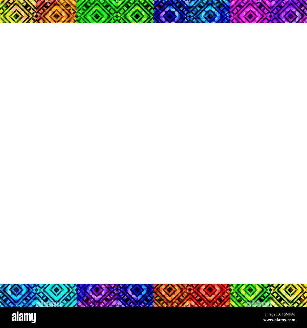 L'art numérique et sur les places des diamants géométrique abstrait motif motif multicolore dans l'éclat des couleurs d'arrière-plan blanc contre Banque D'Images