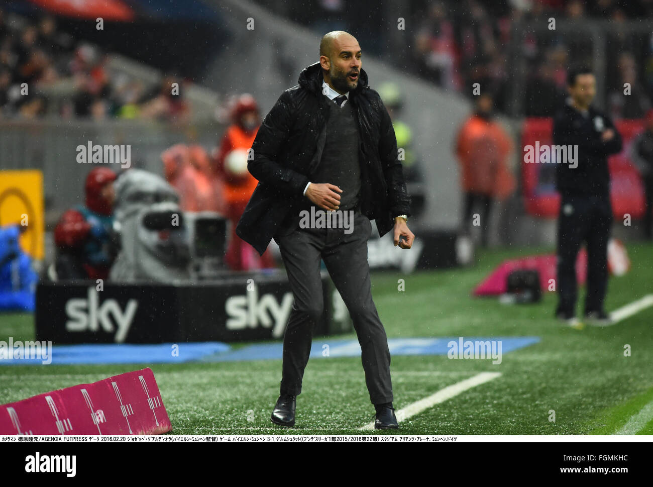 Munich, Allemagne. Feb 20, 2016. Josep Guardiola (Bayern) Football/soccer : match de Bundesliga entre FC Bayern Munchen 3-1 SV Darmstadt 98 à l'Allianz Arena de Munich, Allemagne . Credit : Takamoto Tokuhara/AFLO/Alamy Live News Banque D'Images