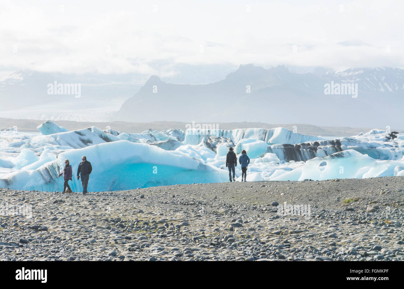 L'Islande Jokulsarlon des glaciers et des icebergs sur la lagune du lac sur le bord du Parc National de Vatnajökull dans le sud-est de l'Islande Banque D'Images