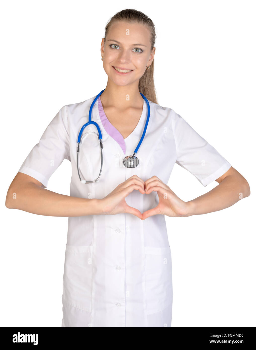 Stagiaire enthousiaste à la caméra à main montre coeur Banque D'Images