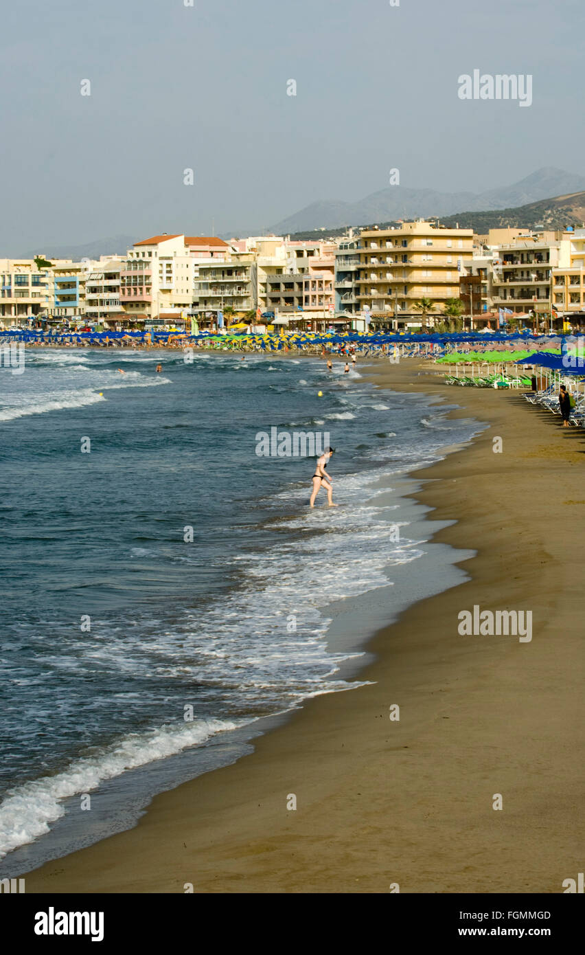 Spanien, Kreta, Rethymnon, der Stadtstrand Banque D'Images