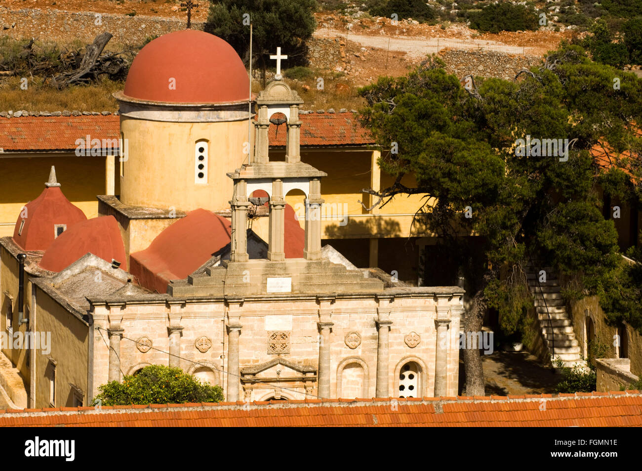 Spanien, Kreta, bei Chania, Akrotiri-Halbinsel, Kloster Moni Gouverneto im Stil der Italienischen Renaissance. Banque D'Images