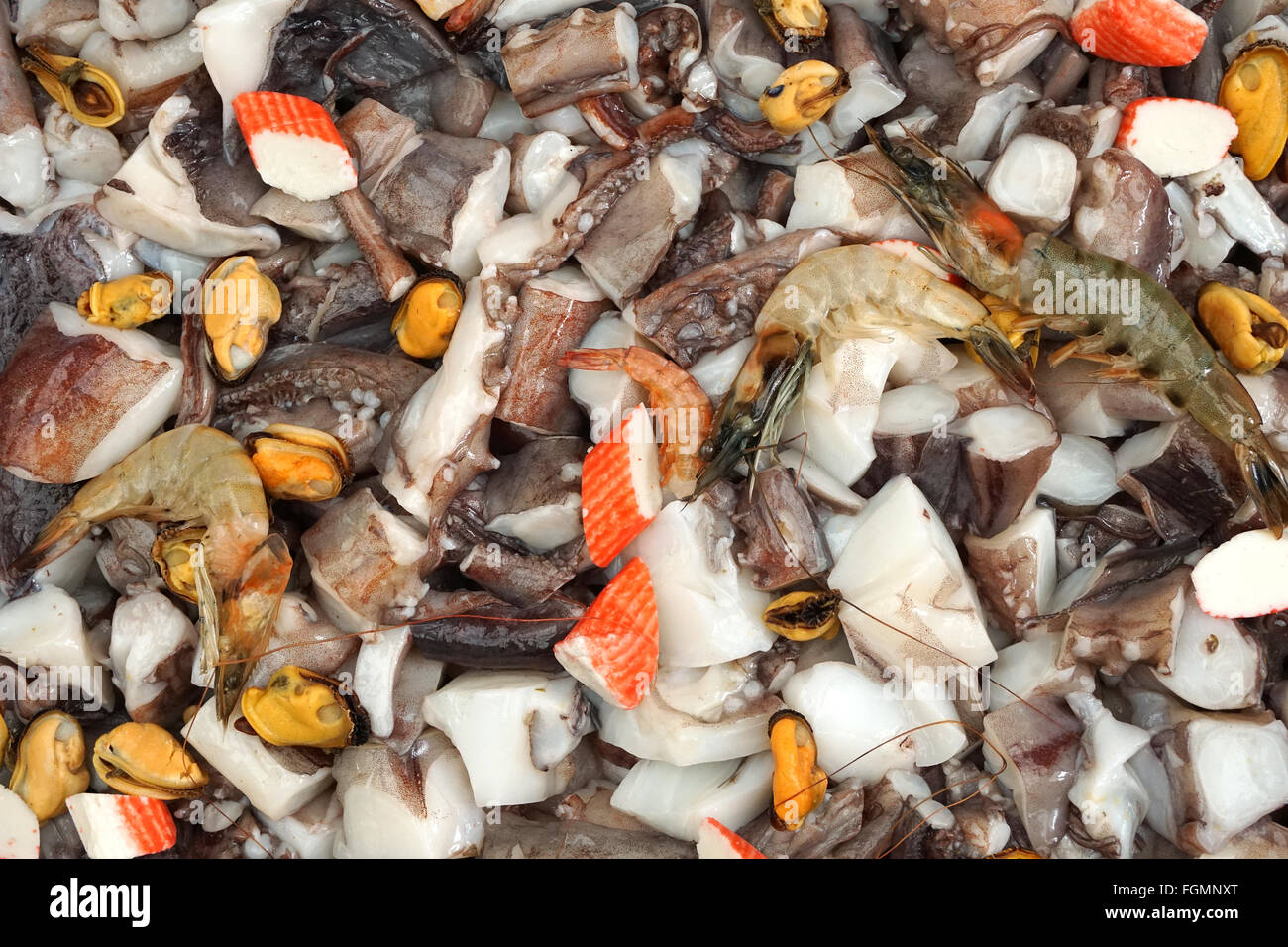 Cocktail de fruits de mer Poissons Ceviche Panama marché Mercado de Mariscos Panama city Banque D'Images