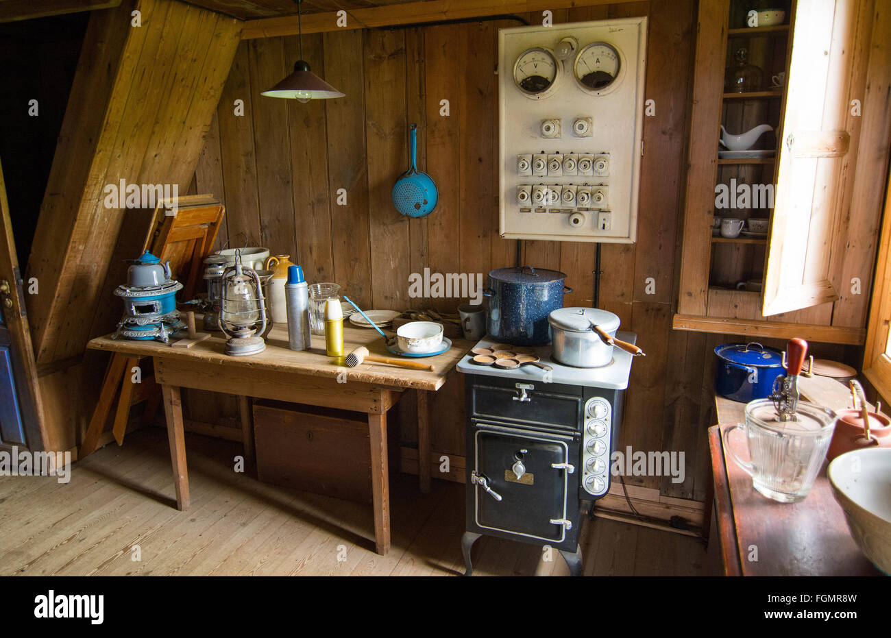 L'Islande Skogasafn Maisons Gazon cuisine intérieur dans le sud de l'Islande Vik Museum Musée pour touristes et maisons anciennes Banque D'Images