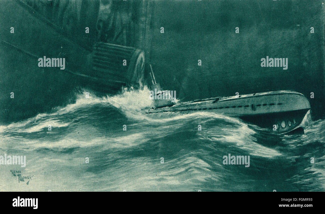 SS Mona's Queen, bateau à vapeur, à bord d'un bateau battant U sous-marin pendant la PREMIÈRE GUERRE MONDIALE 1917 Banque D'Images