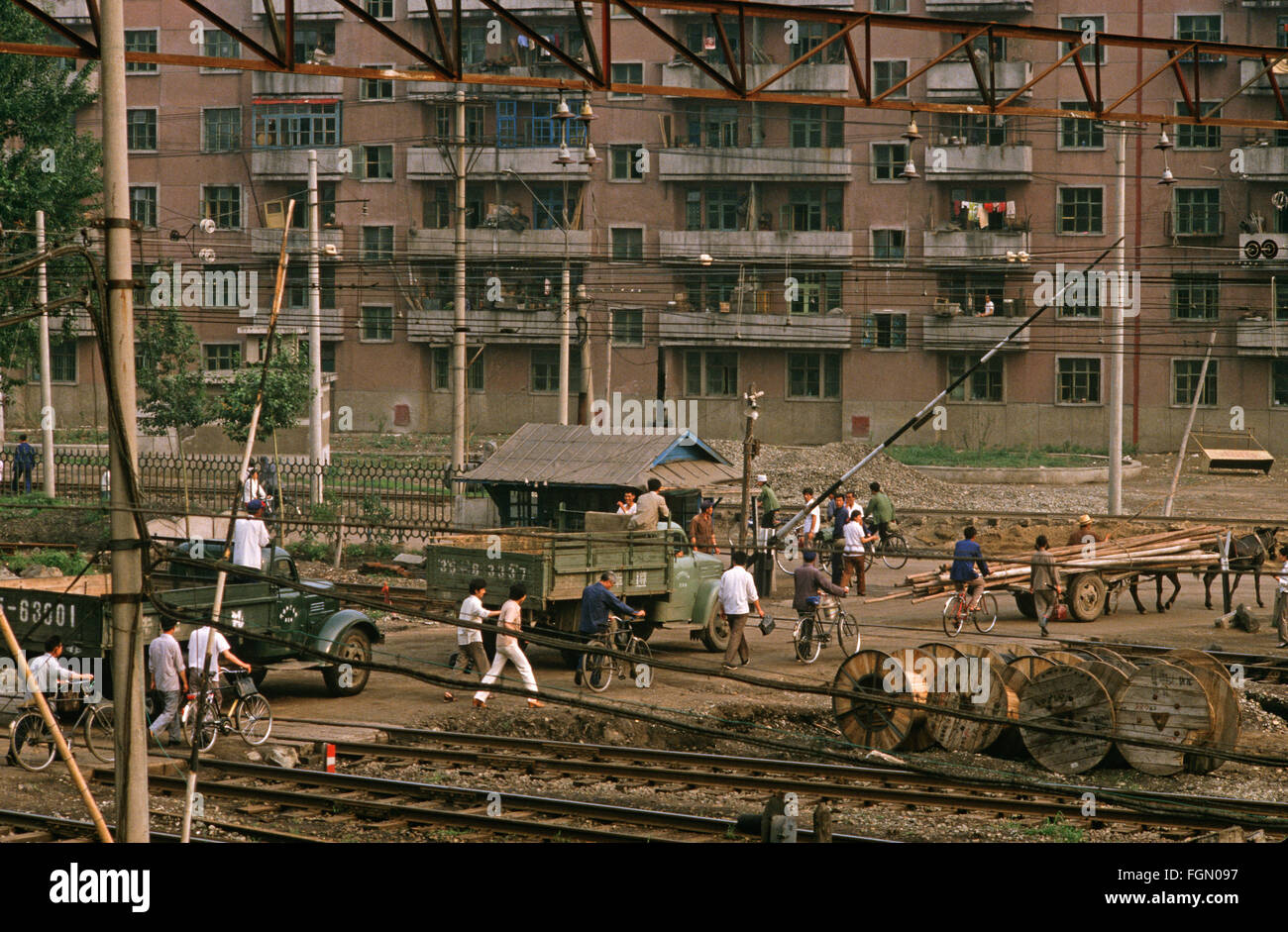 Appartements à côté de mineurs de charbon, de fer la ville minière de Fushun, province de Liaoning, Chine Banque D'Images