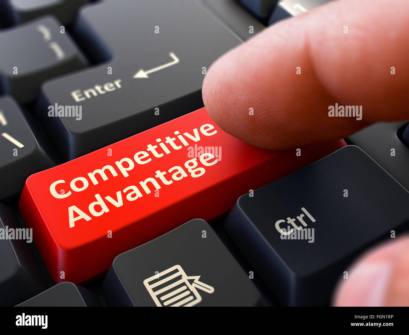 Avantage concurrentiel - Concept sur le bouton Clavier rouge. Banque D'Images