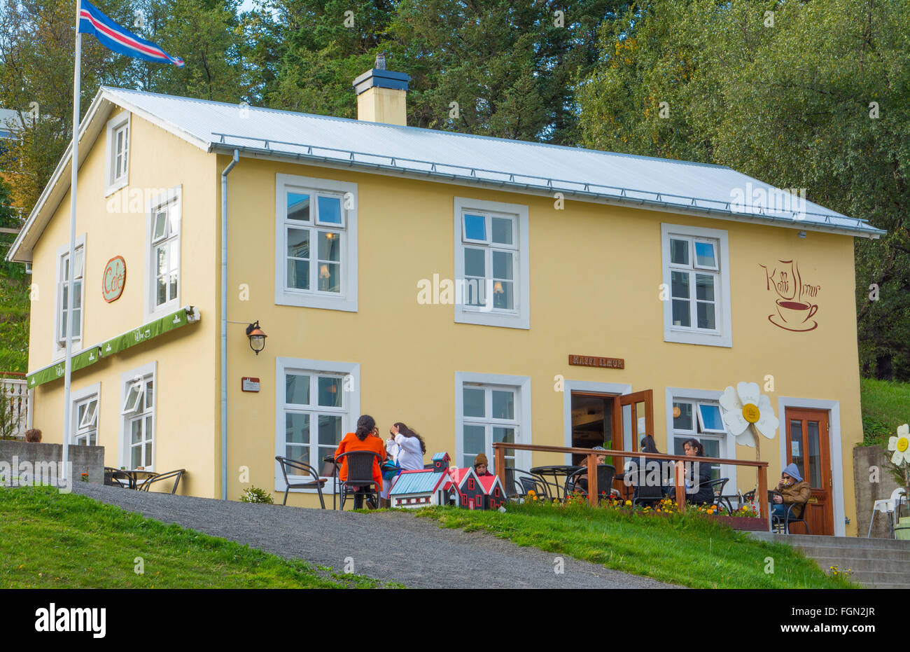 L'Islande Akureyri centre-ville centre de la deuxième plus grande ville cafe café Banque D'Images