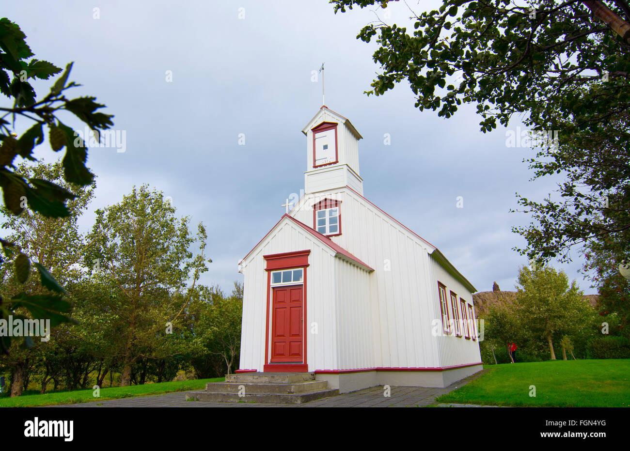 L'Islande Borgarnes Borg une église dans l'ouest de l'Islande Myri Banque D'Images