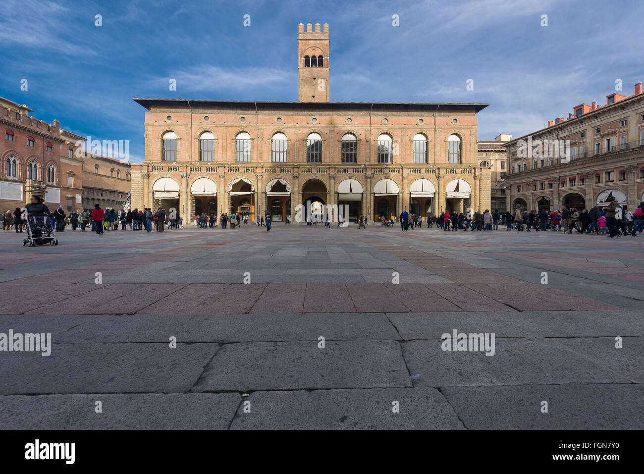 Palazzo del Podestà à Piazza Maggiore, dans la vieille ville de Bologne, Italie Banque D'Images