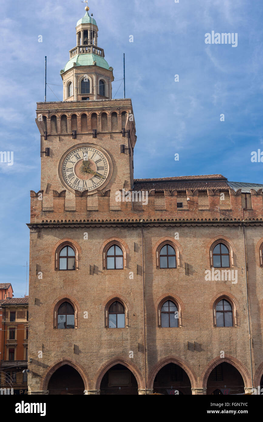 Palazzo d'Accursio, également appelé Palazzo Comunale, à Piazza Maggiore, Bologne, Italie Banque D'Images