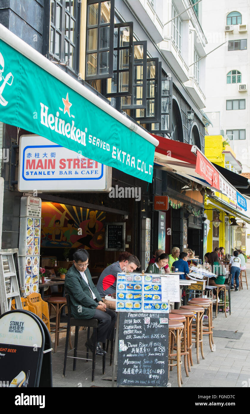 Hong Kong Chine ville de Stanley village promenade avec bars et boutiques sur la rue Main Street, près de Stanley Market Banque D'Images