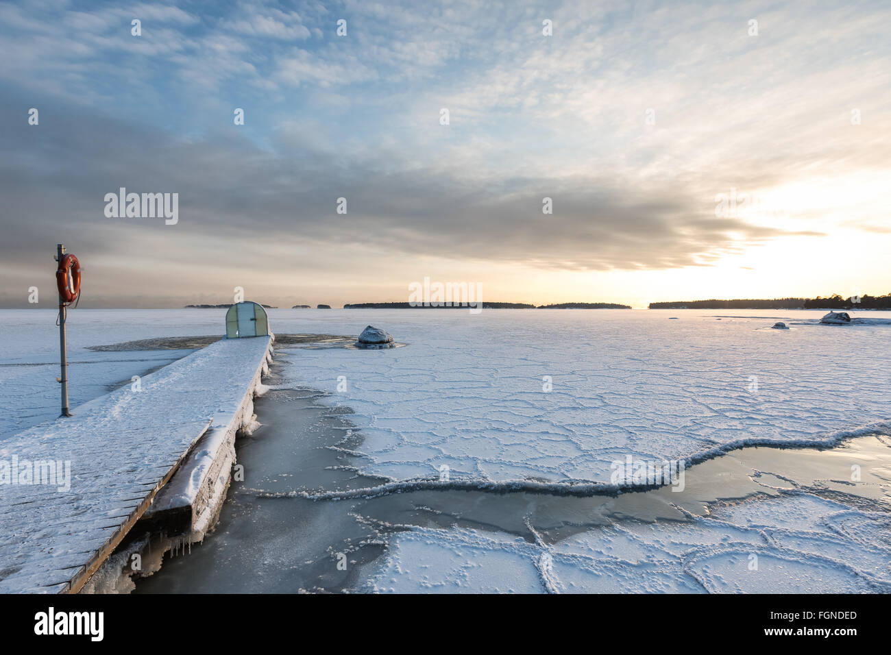 Lieu de baignade de glace à Espoo, Finlande, Europe, UNION EUROPÉENNE Banque D'Images