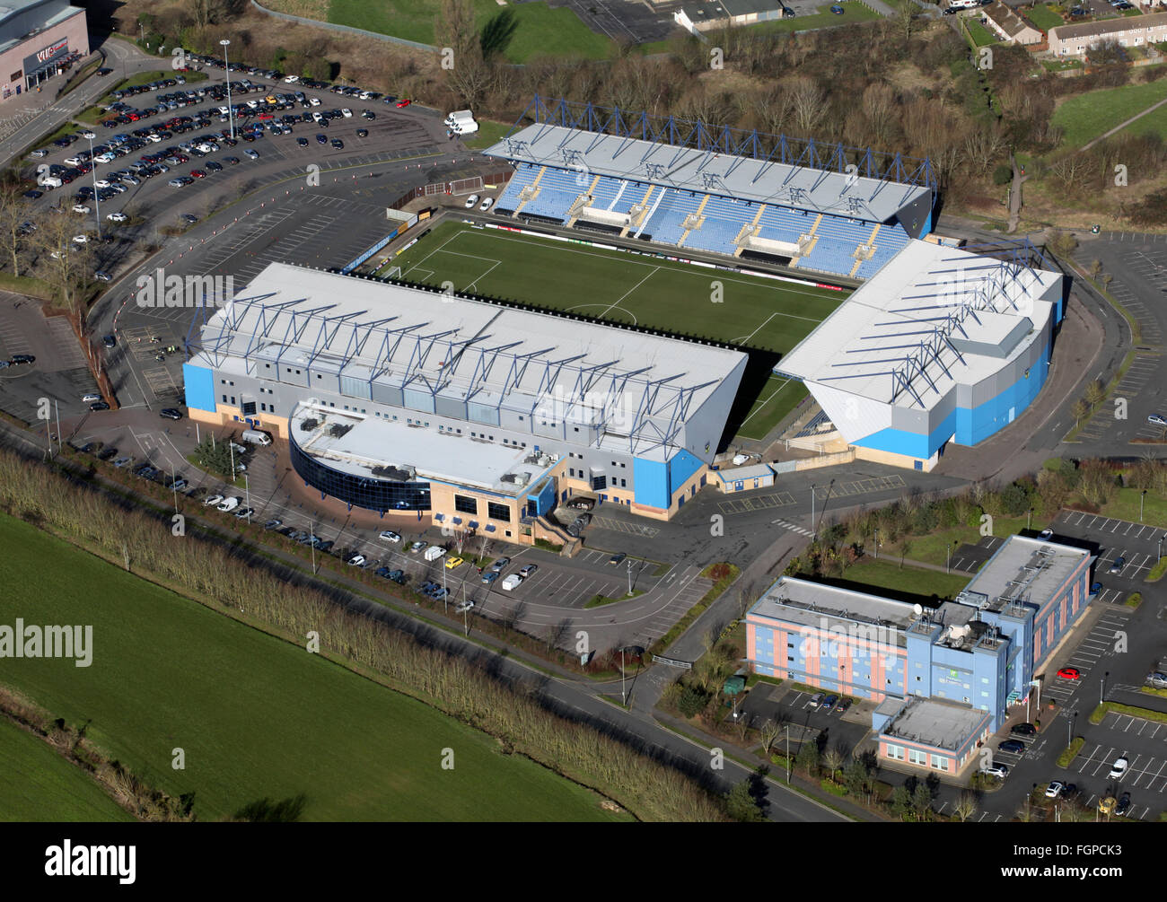 Vue aérienne d'Oxford United Football Club stade Kassam, UK Banque D'Images